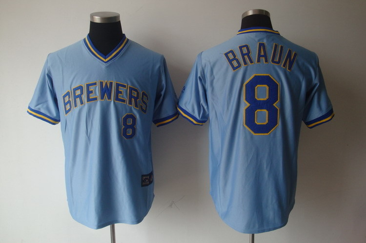 Brewers 8 Ryan Braun Light Blue Throwback Jersey