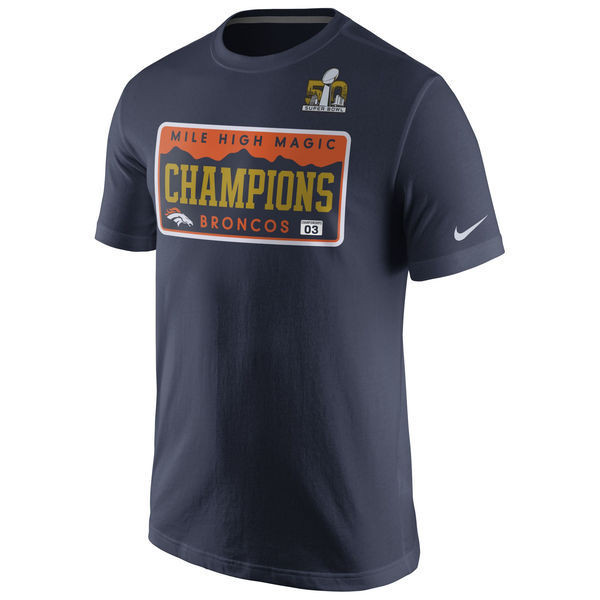 Nike Denver Broncos Blue Super Bowl 50 Champions Short Sleeve Men's T-Shirt05