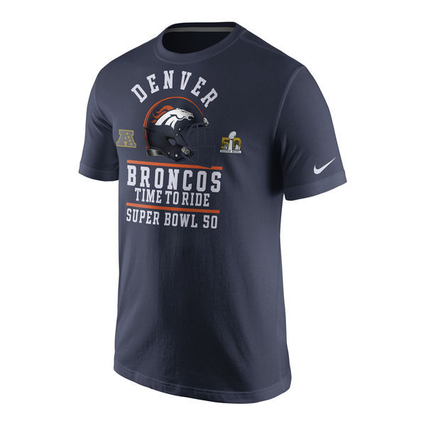 Nike Denver Broncos Blue Super Bowl 50 Short Sleeve Men's T-Shirt
