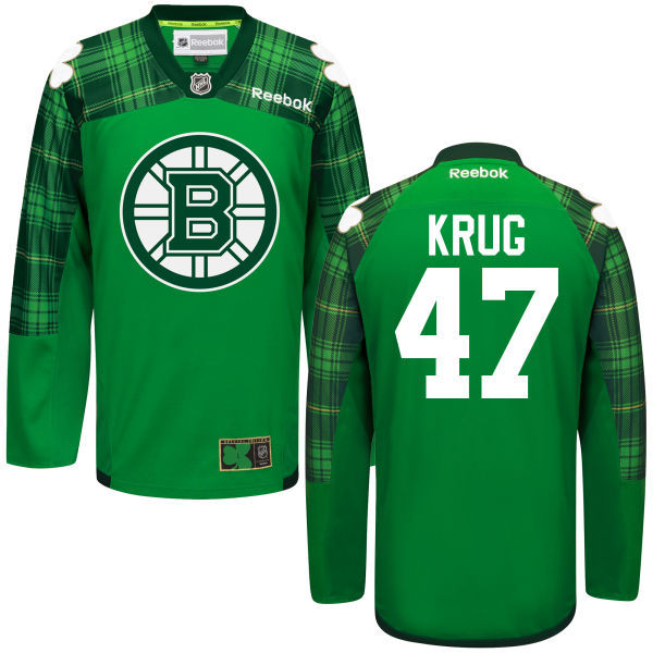 Bruins 47 Torey Krug Green St. Patrick's Day Reebok Jersey