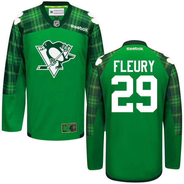 Penguins 29 Andre Fleury Green St. Patrick's Day Reebok Jersey