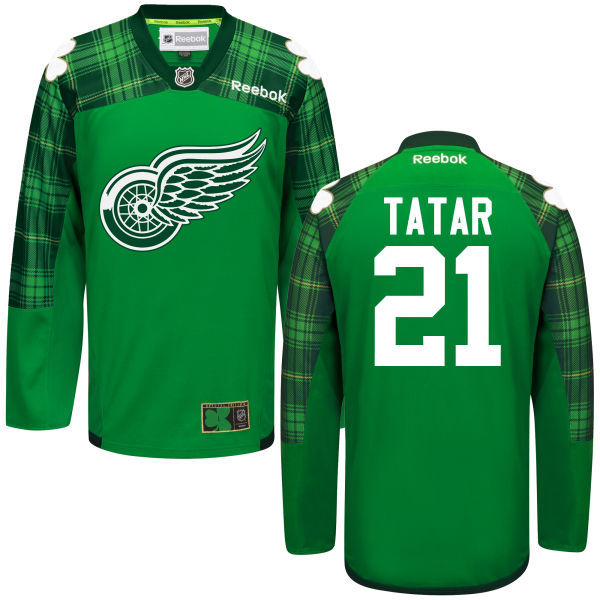 Red Wings 21 Tomas Tatar Green St. Patrick's Day Reebok Jersey
