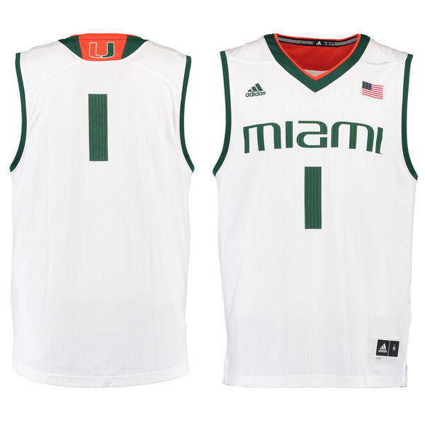 Nike Miami Hurricanes #1 White Basketball College Jersey