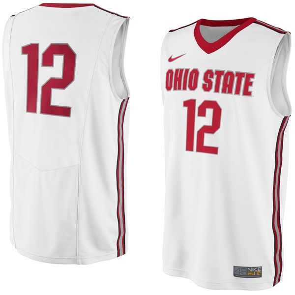 Nike Ohio State Buckeyes #12 White Basketball College Jersey