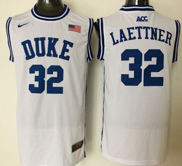 Duke Blue Devils 32 Christian Laettner White Basketball College Jersey
