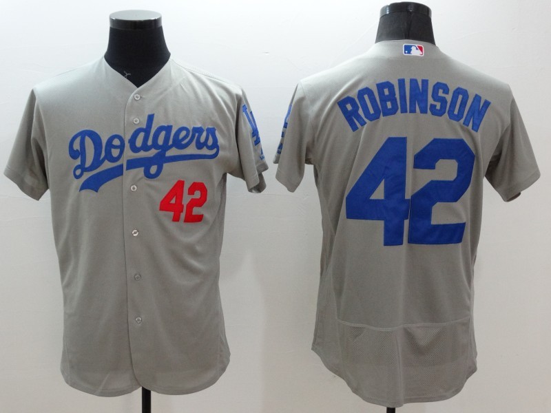 Dodgers 42 Jackie Robinson Grey Flexbase Jersey