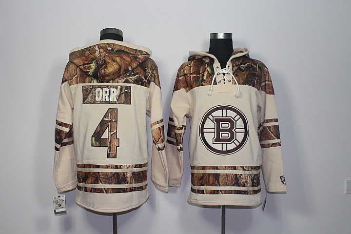 Bruins 4 Bobby Orr Old Time Hockey Stone Realtree Lacer Name and Number Hoodie