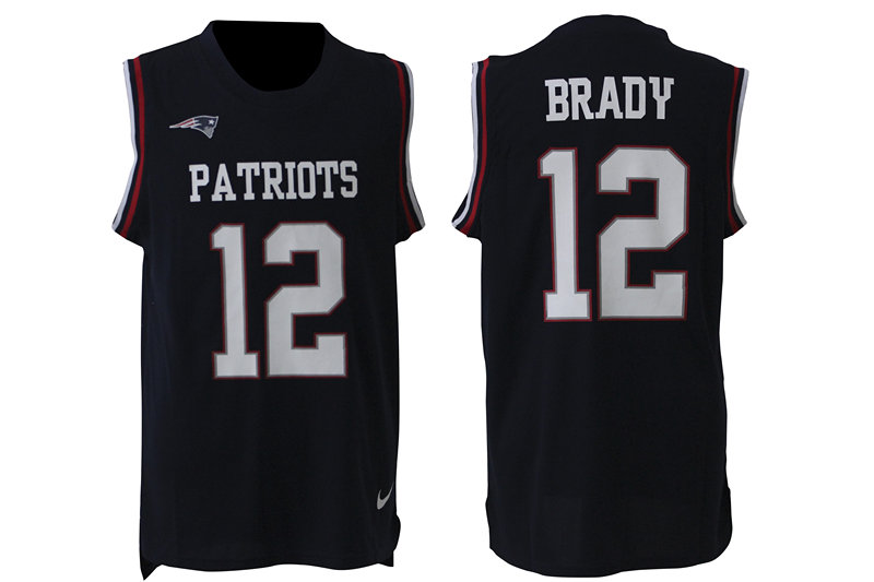 Nike Patriots 12 Tom Brady Navy Blue Player Name & Number Tank Top