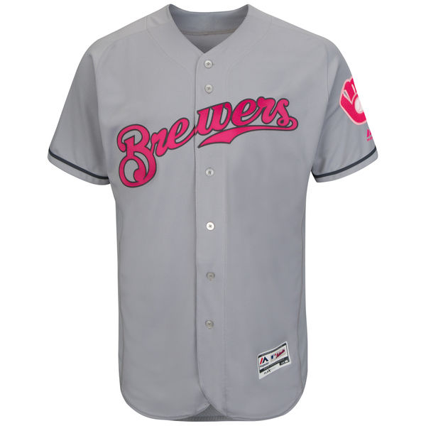Brewers Blank Grey 2016 Mother's Day Flexbase Jersey