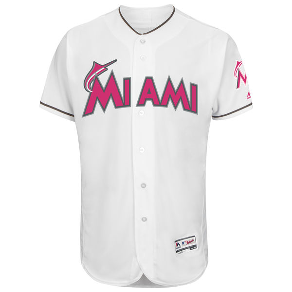 Marlins Blank White 2016 Mother's Day Flexbase Jersey