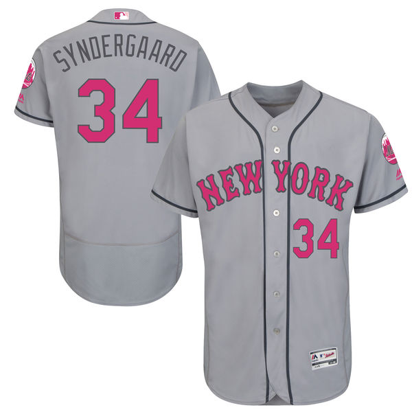 Mets 34 Noah Syndergaard Grey 2016 Mother's Day Flexbase Jersey