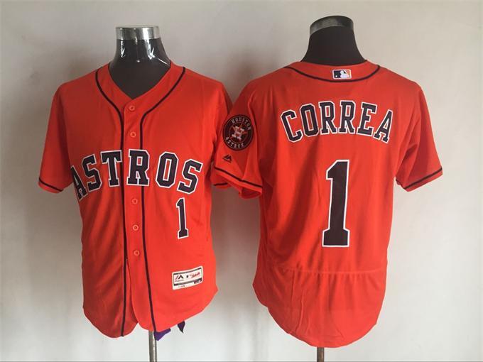Astros 1 Carlos Correa Orange Flexbase Jersey