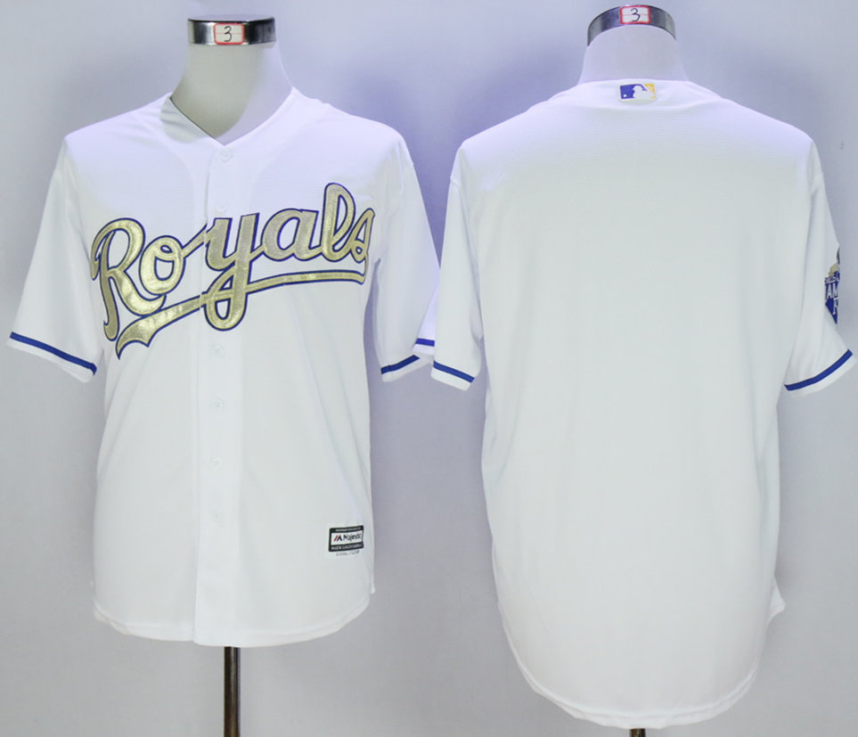 Royals Blank White 2015 World Series Champions New Cool Base Jersey
