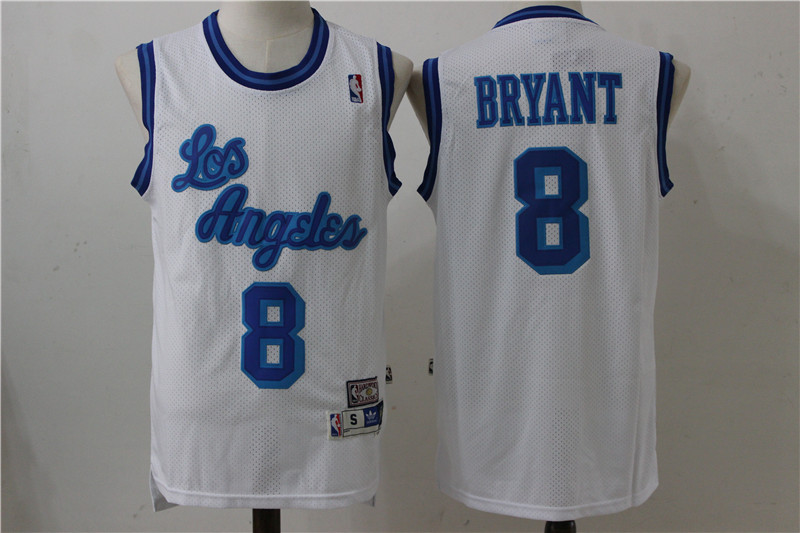 Lakers 8 Kobe Bryant White Hardwood Classics Jersey