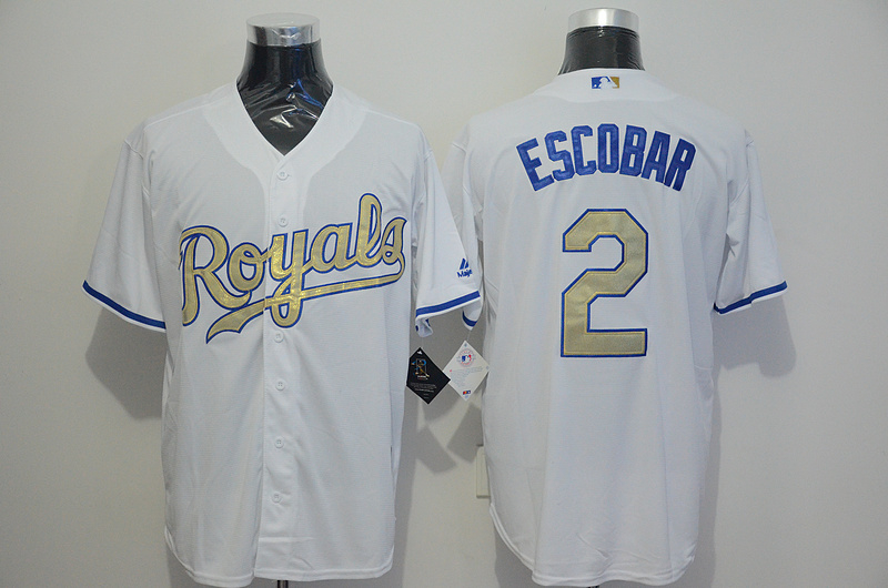 Royals 2 Alcides Escobar White 2015 World Series Champions New Cool Base Jersey