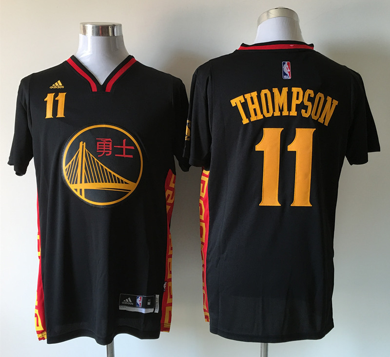Warriors 11 Klay Thompson Black 2016 Chinese New Year Short Sleeve Jersey