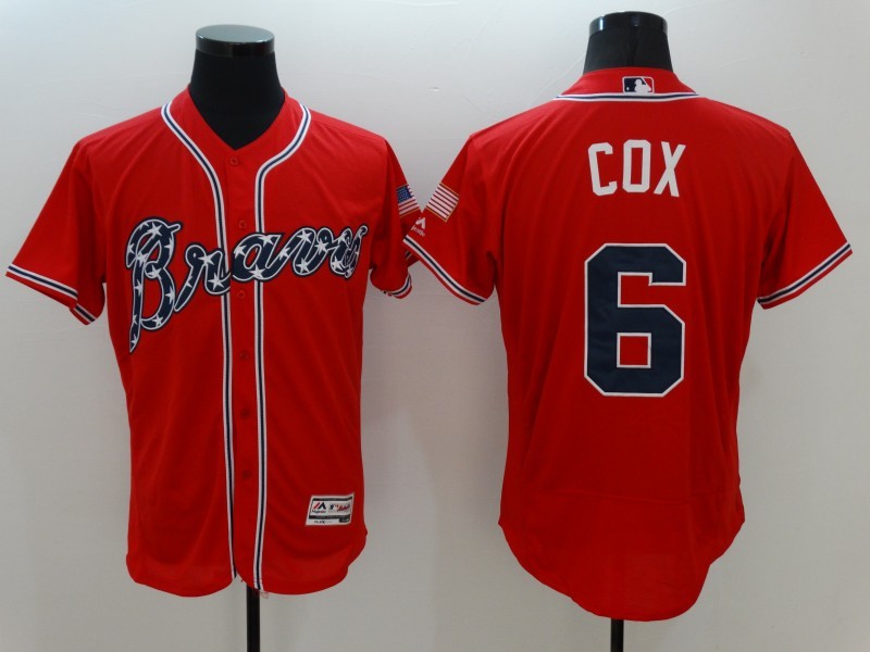 Braves 6 Bobby Cox Red Flexbase Jersey
