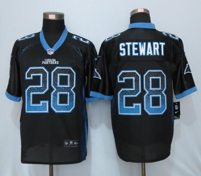 Nike Panthers 28 Jonathan Stewart Black Drift Fashion Elite Jersey
