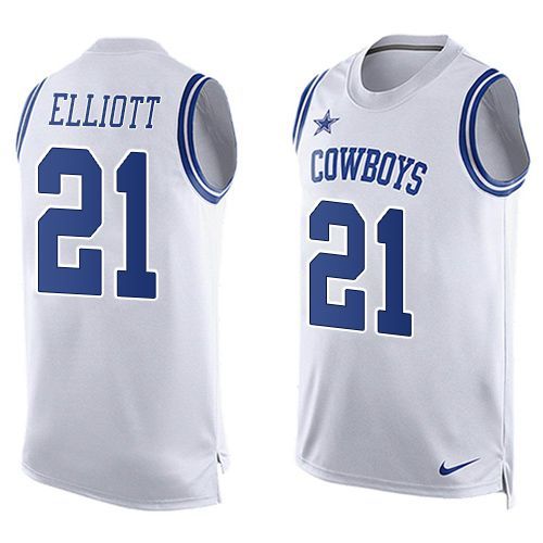 Nike Cowboys 21 Ezekiel Elliott White Player Name & Number Tank Top