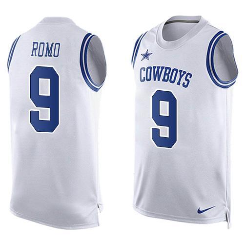 Nike Cowboys 9 Tony Romo White Player Name & Number Tank Top