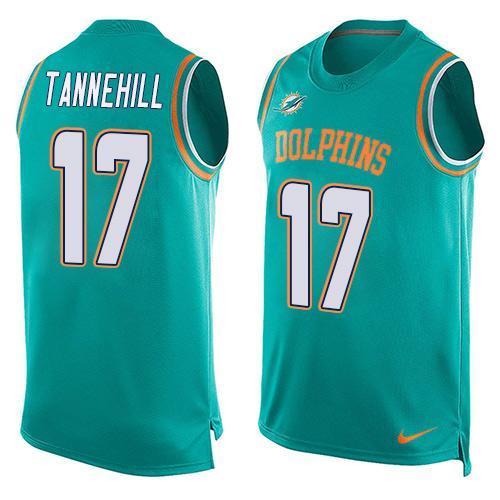 Nike Dolphins 17 Ryan Tannehill Green Player Name & Number Tank Top