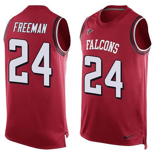 Nike Falcons 24 Devonta Freeman Red Player Name & Number Tank Top
