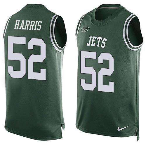 Nike Jets 52 David Harris Green Player Name & Number Tank Top