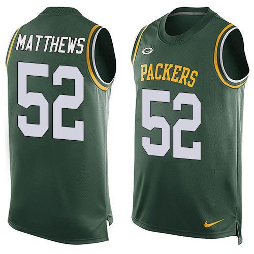 Nike Packers 52 Clay Matthews Green Player Name & Number Tank Top