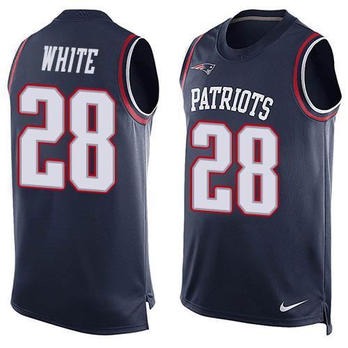 Nike Patriots 28 James White Blue Player Name & Number Tank Top