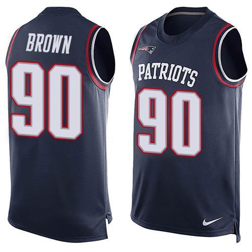 Nike Patriots 90 Malcom Brown Blue Player Name & Number Tank Top