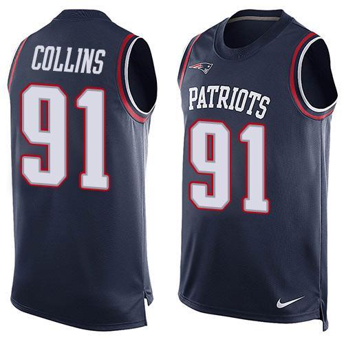 Nike Patriots 91 Jamie Collins Blue Player Name & Number Tank Top
