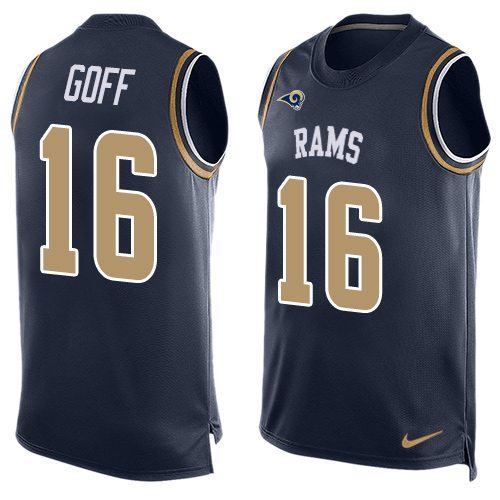 Nike Rams 16 Jared Goff Navy Player Name & Number Tank Top