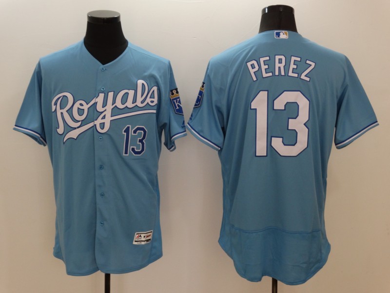 Royals 13 Salvador Perez Light Blue Flexbase Jersey