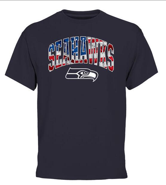 Seattle Seahawks Pro Line Navy Banner Wave Men's T Shirt