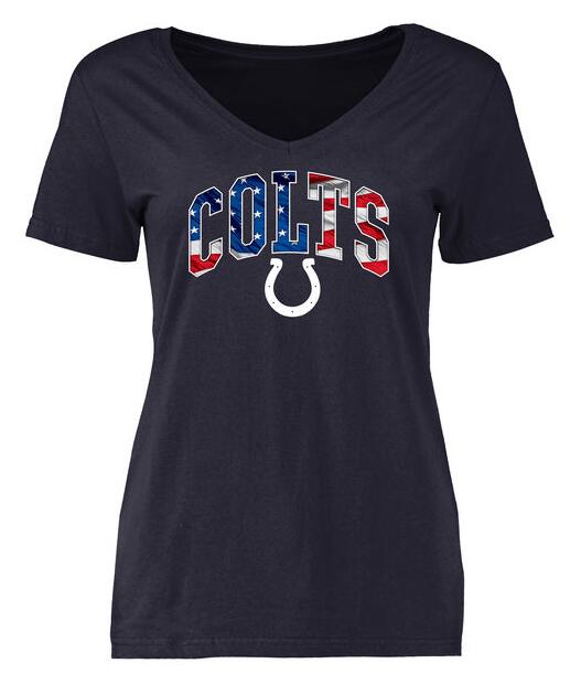Indianapolis Colts Pro Line Navy Banner Wave Slim Fit V-Neck Women's T Shirt