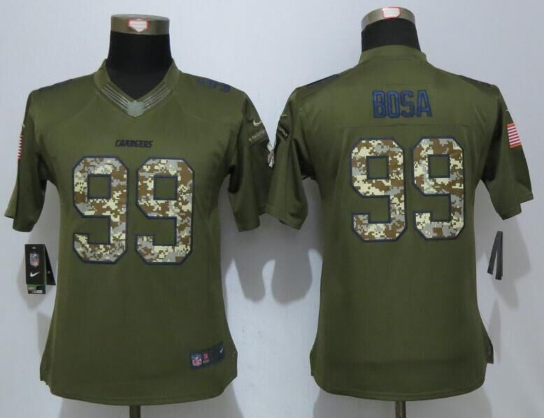 Nike Chargers 99 Joey Bosa Green Salute To Service Women Limited Jersey