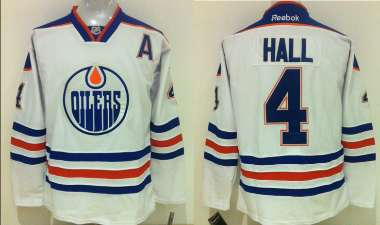 Oilers 4 Taylor Hall White Reebok Jersey
