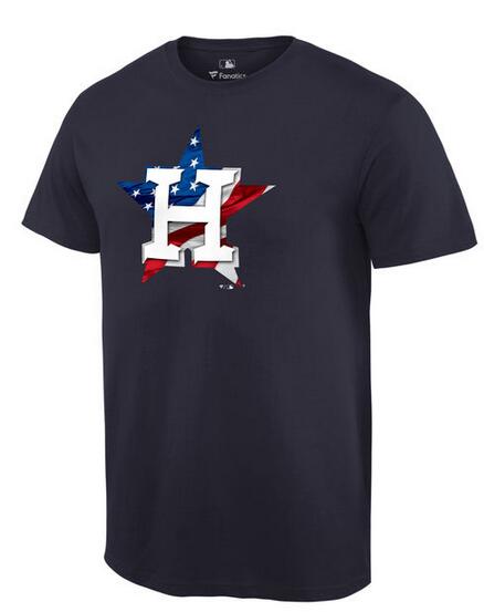 Astros Navy USA Flag Team Logo Men's T Shirt