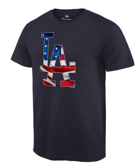 Dodgers Navy USA Flag Team Logo Men's T Shirt