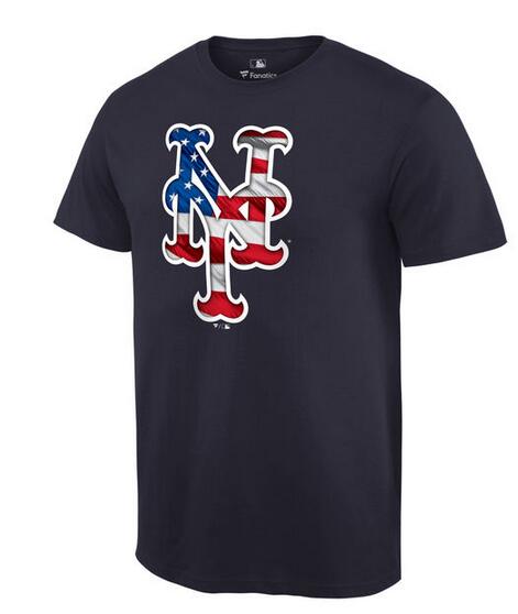 Mets Navy Team Logo Wave Men's T Shirt
