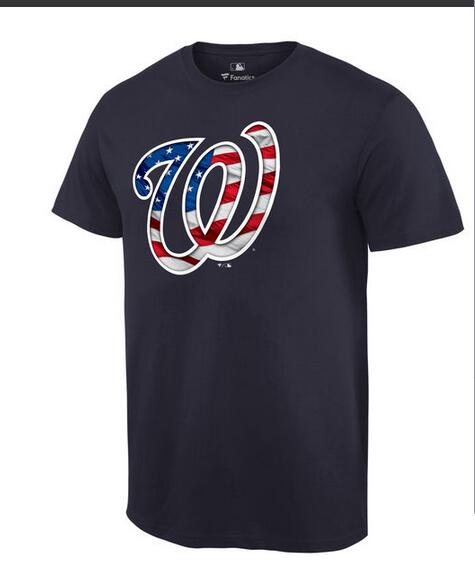 Nationals Navy Team Logo Wave Men's T Shirt