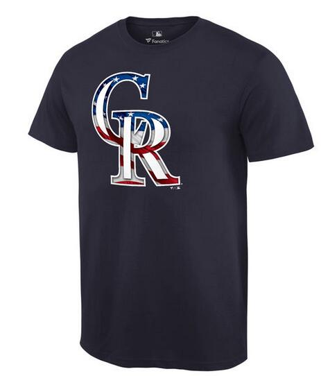 Rockies Navy USA Flag Team Logo Men's T Shirt