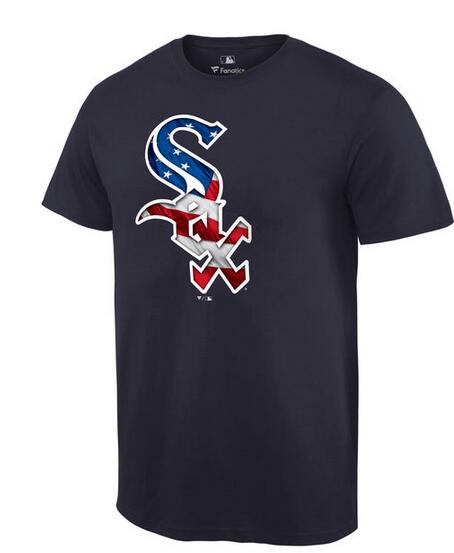 White Sox Navy USA Flag Team Logo Men's T Shirt