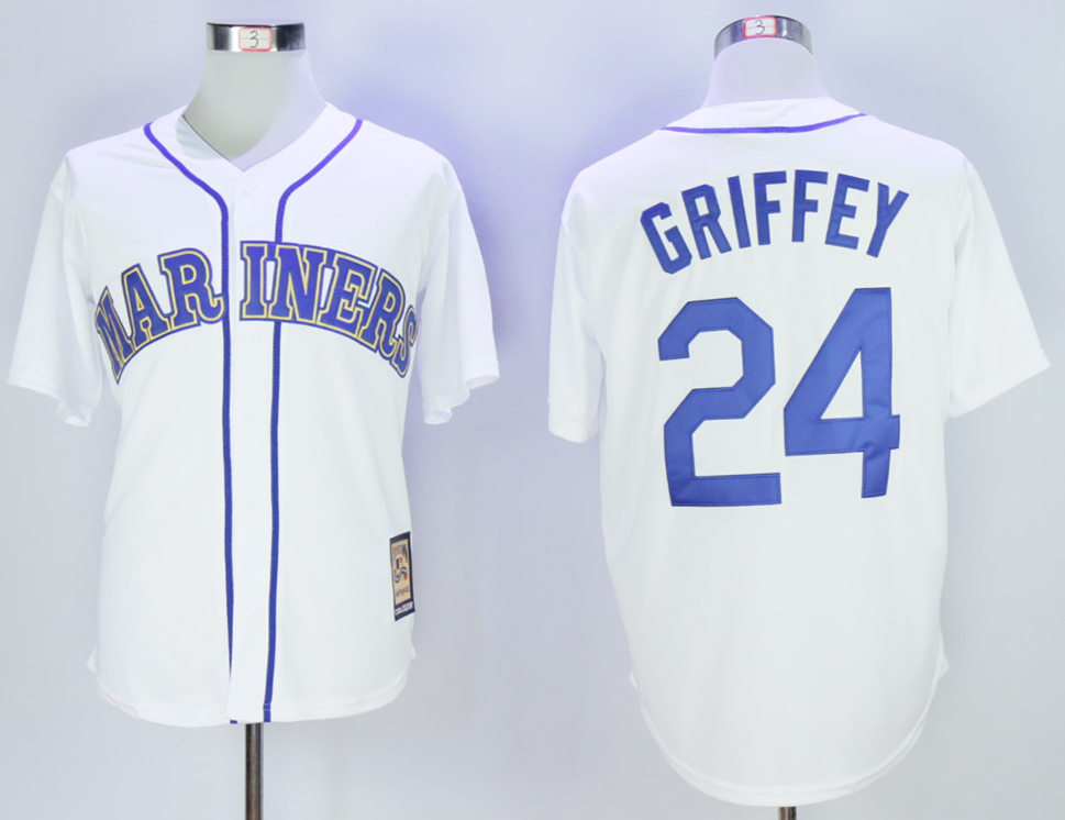 Mariners 24 Ken Griffey Jr. White 2016 Hall Of Fame Jersey