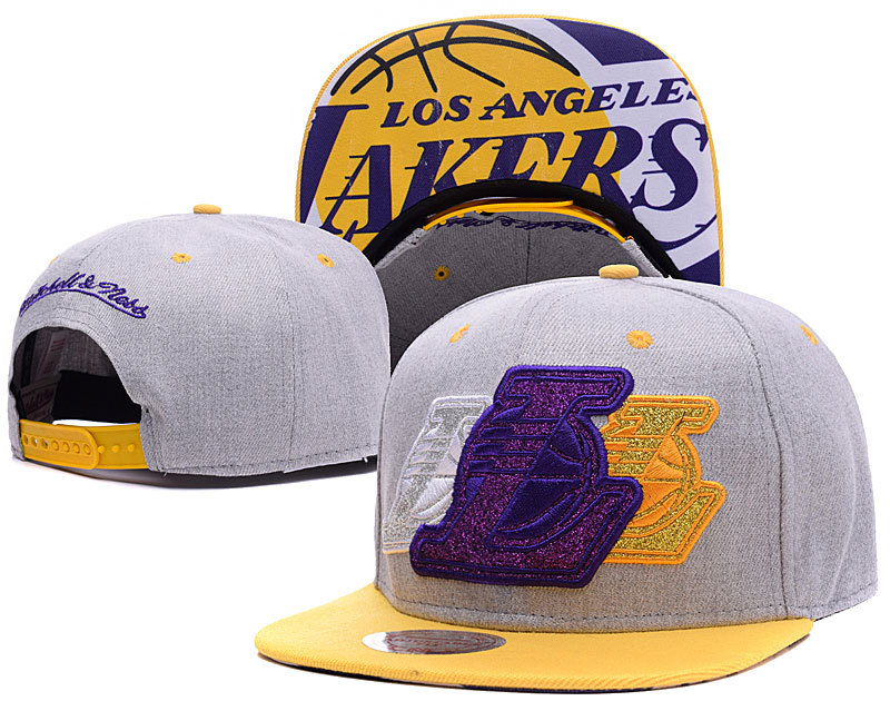 Lakers Grey Mitchell & Ness Adjustable Hat YD
