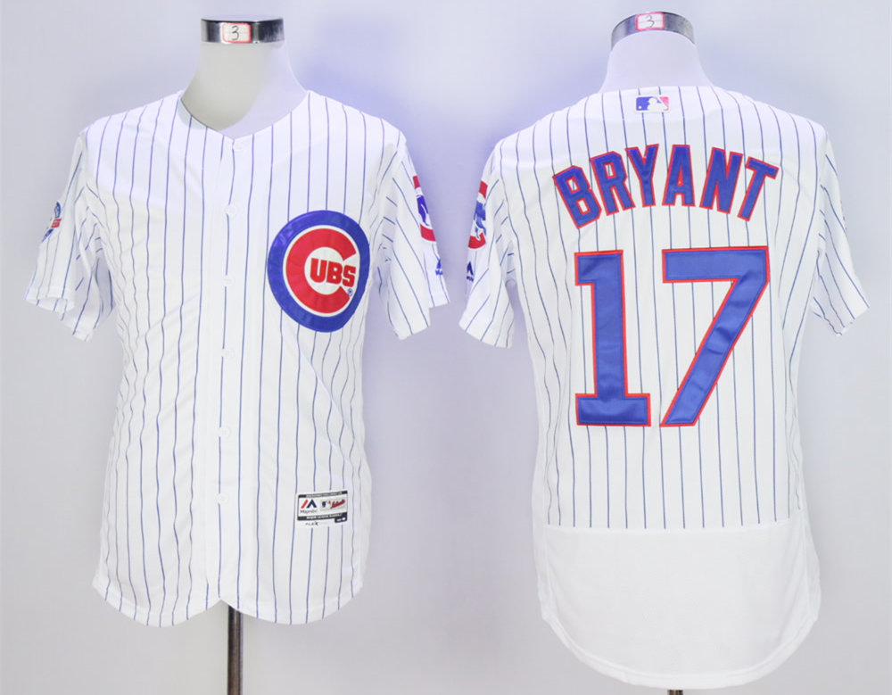 Cubs 17 Kris Bryant White With 100 Years Patch Flexbase Jersey