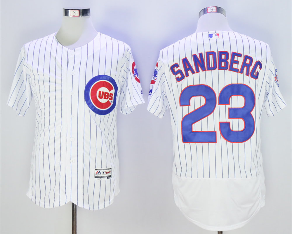 Cubs 23 Ryne Sandberg White With 100 Years Patch Flexbase Jersey