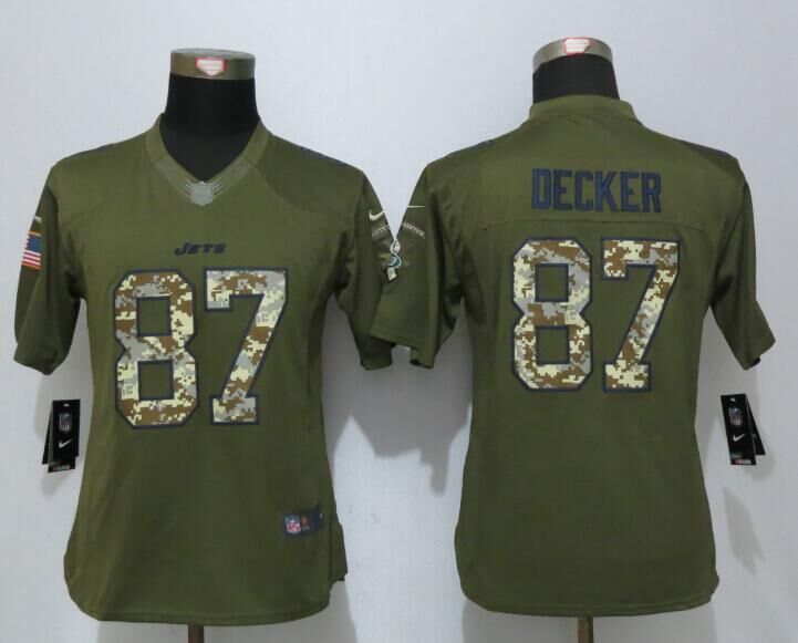 Nike Jets 87 Eric Decker Green Salute To Service Women Limited Jersey