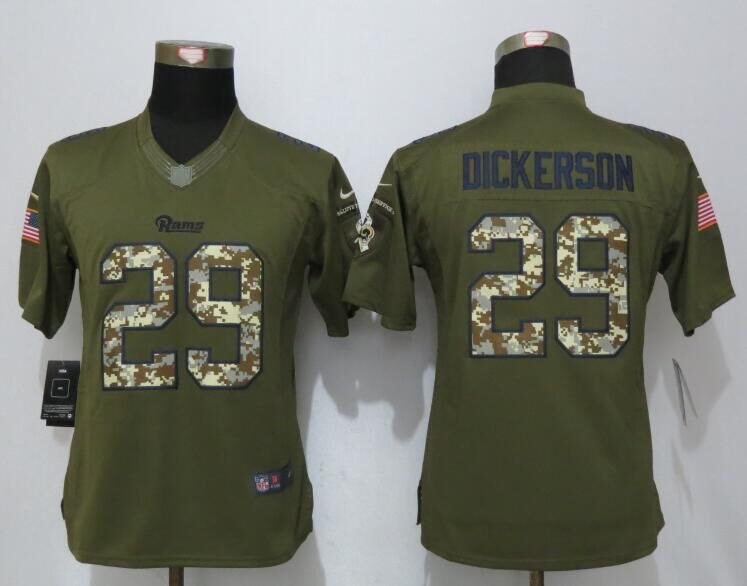 Nike Rams 29 Eric Dickerson Green Salute To Service Women Limited Jersey