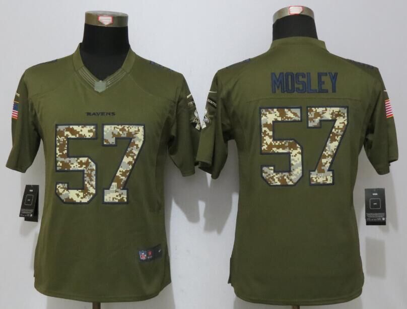 Nike Ravens 57 C.J. Mosley Green Salute To Service Women Limited Jersey